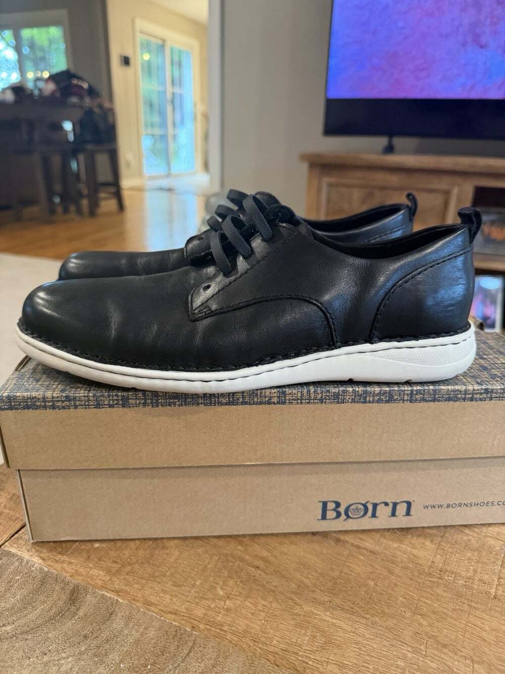 Born Todd Black Leather Casual Oxford Shoes Men’s Size 9 M BM0006803 w/ Box - Picture 7 of 10